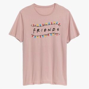 Old Navy Friends Light Pink Christmas Lights T-Shirt Womens Size Large